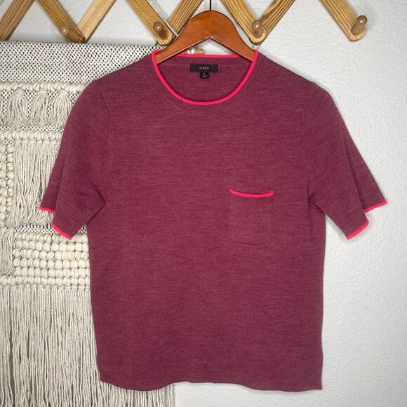 J. Crew Maroon Merino Wool Sweater Top Small - Picture 1 of 6